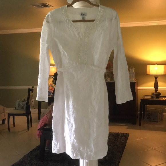 Lilly Pulitzer white shell beaded tunic dress L - Picture 3 of 7